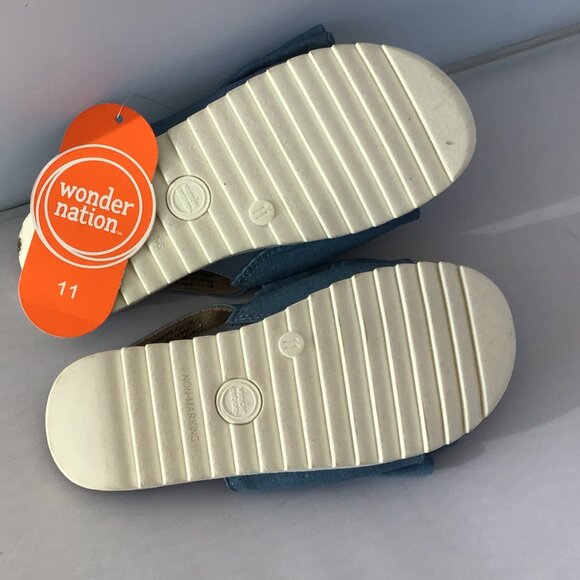 Wonder Nation Toddler Girl Sandals Adjustable Textile Fabric Bow Blue Size 11 - Picture 7 of 7